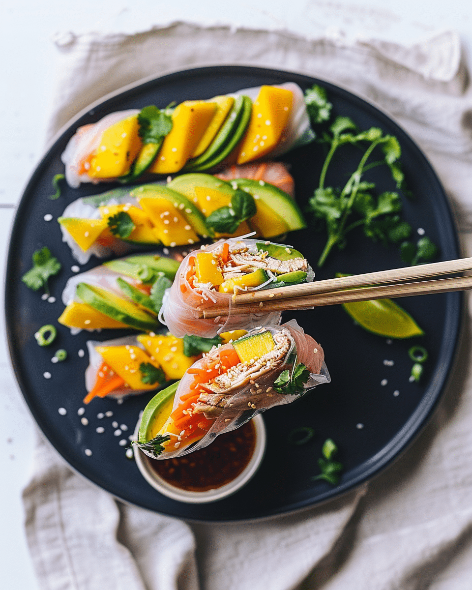 Mango Chicken Rice Paper Rolls