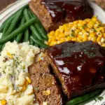 Meatloaf Dinner with Loaded Mashed Potatoes, Corn, and Green Beans