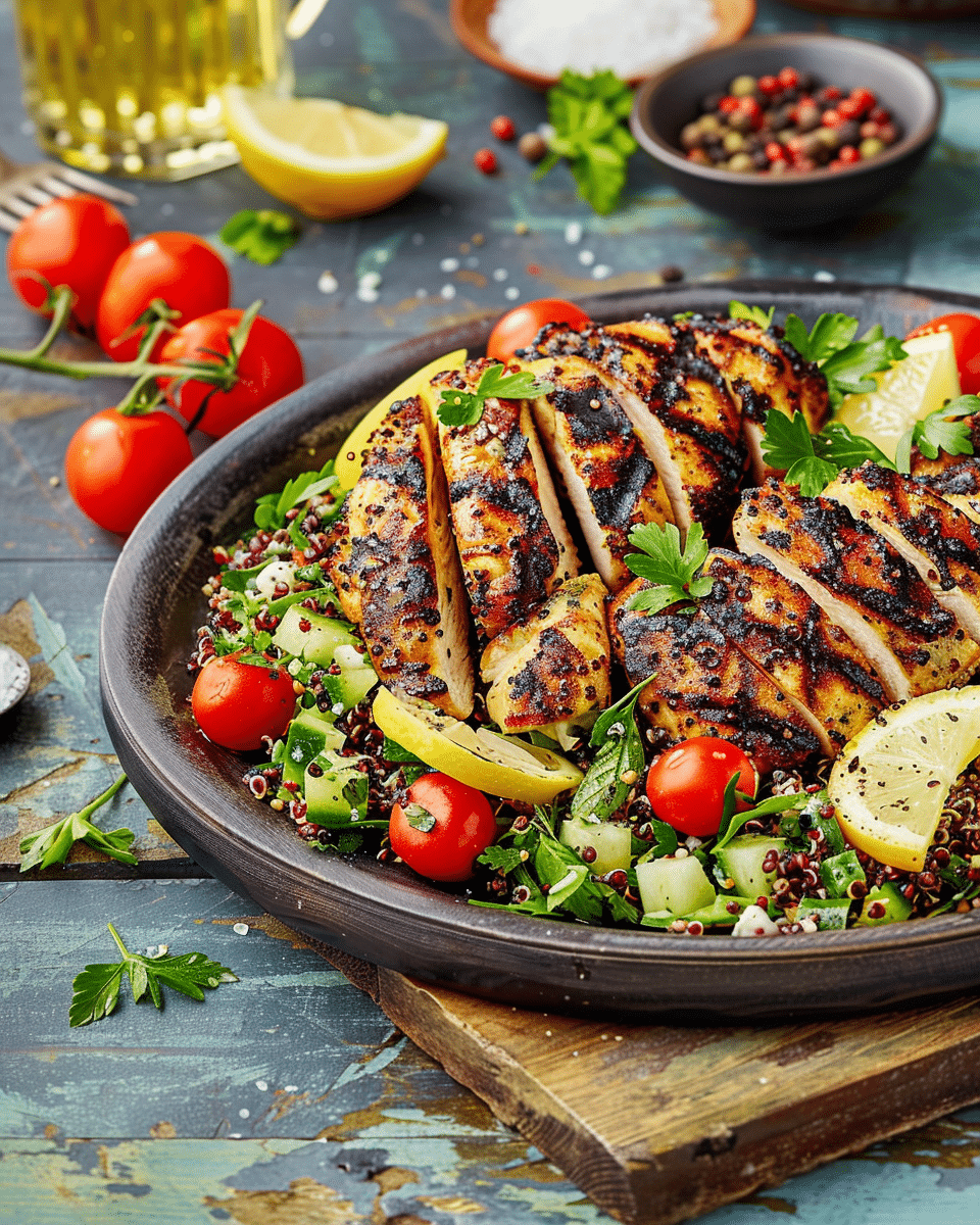 Mediterranean Grilled Chicken with Lemon Herb Quinoa Salad