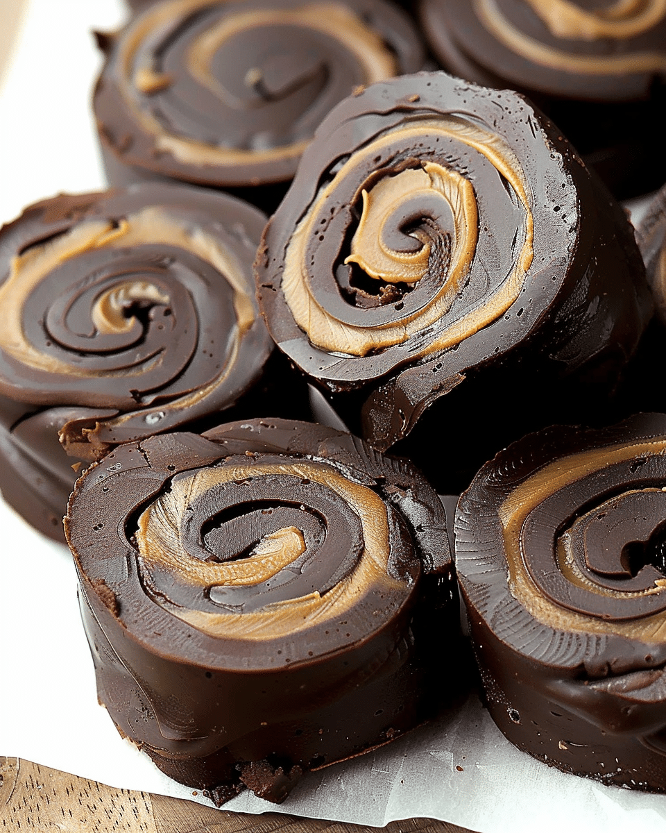 No Bake Chocolate Peanut Butter Pinwheels