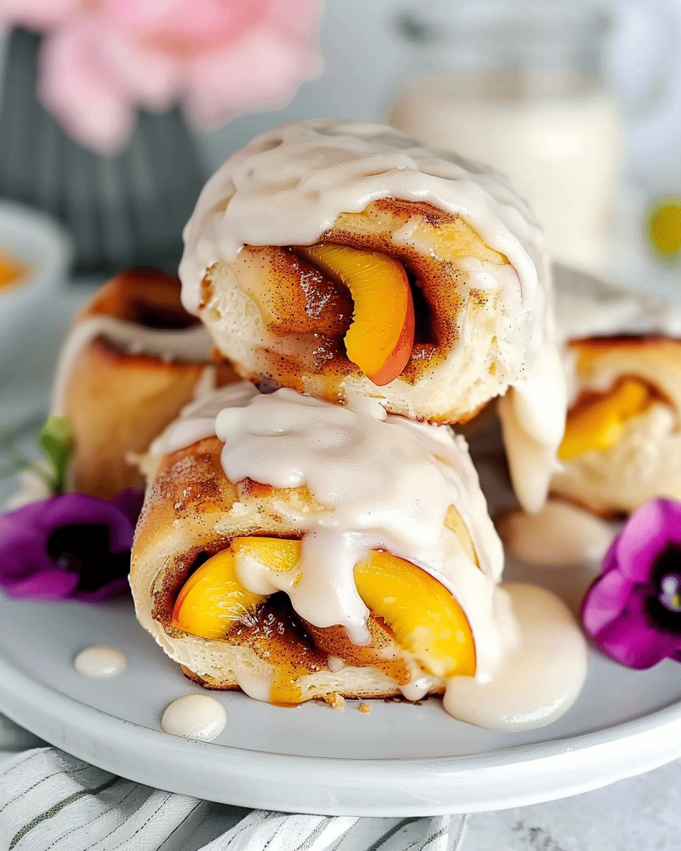 Peach Cheesecake Cinnamon Rolls