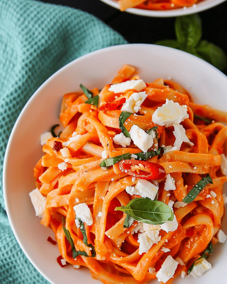 Roasted Red Pepper Goat Cheese Pasta