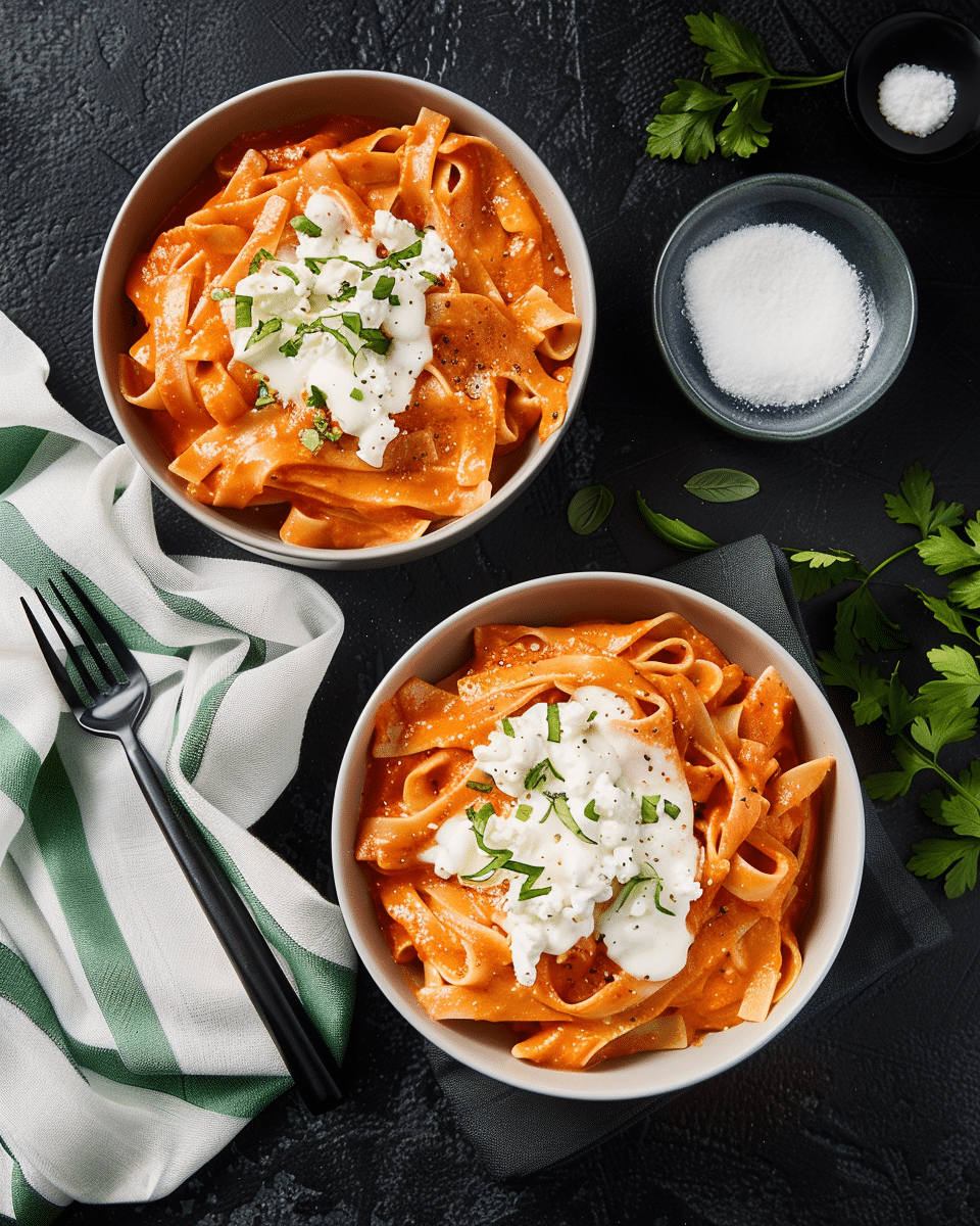 Roasted Red Pepper Goat Cheese Pasta