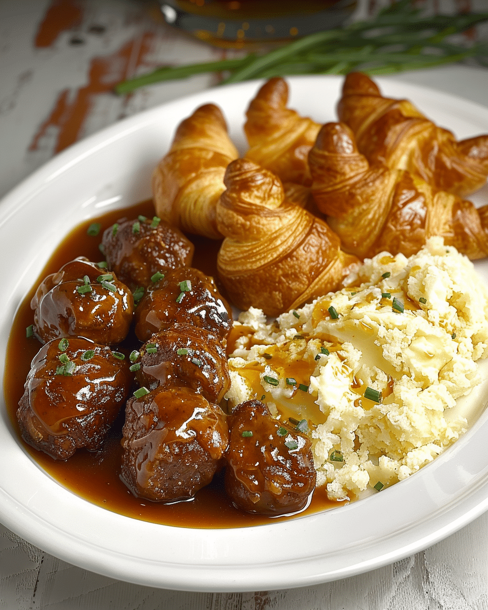 Salisbury Steak Dinner with Honey Butter Croissants