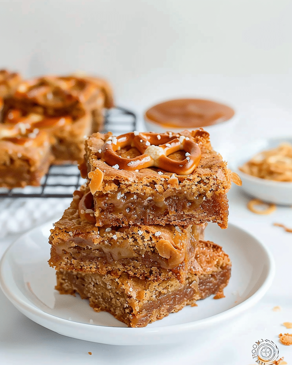 Salted Caramel Pretzel Blondies