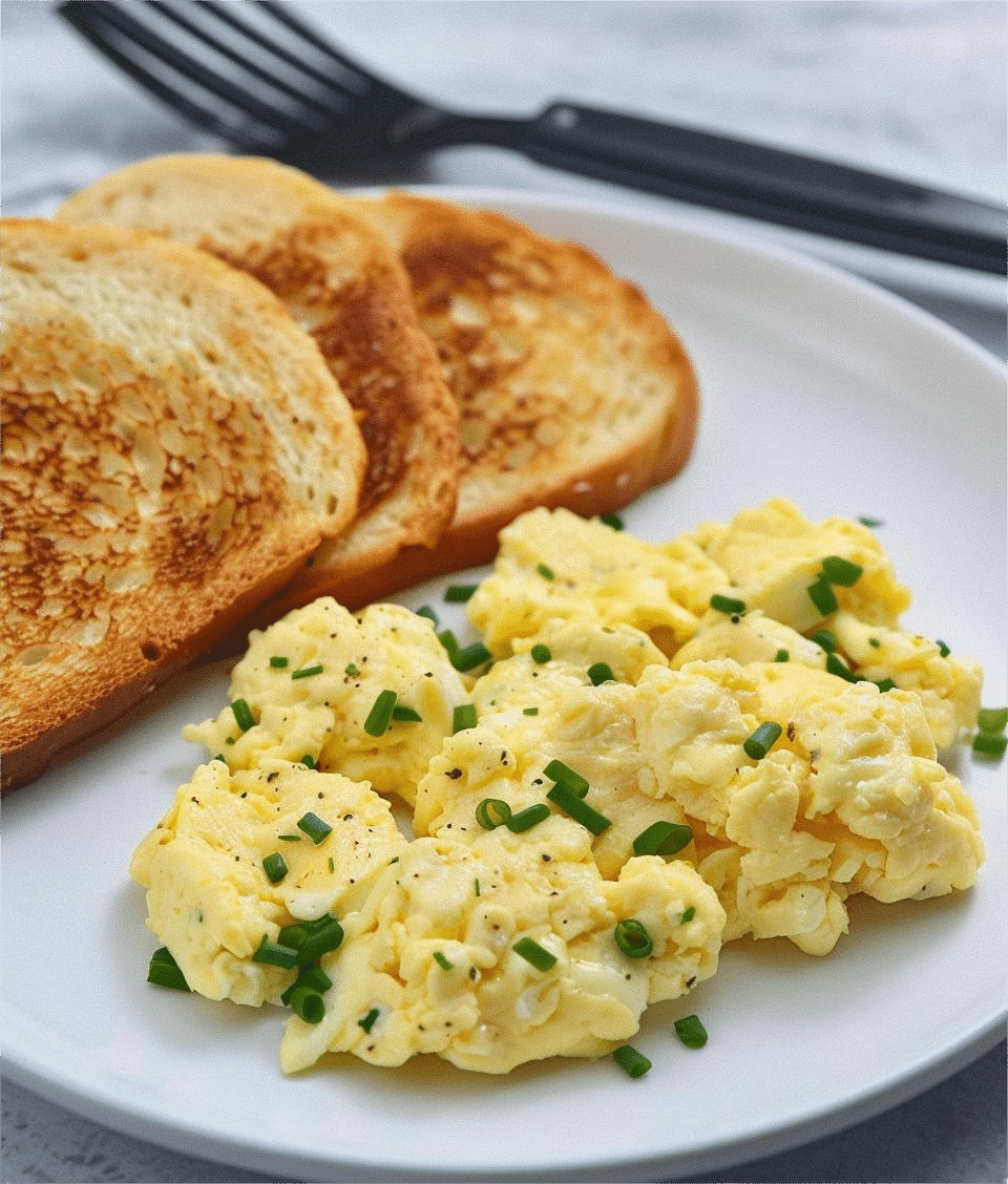 Scrambled Eggs with Garlic Toast