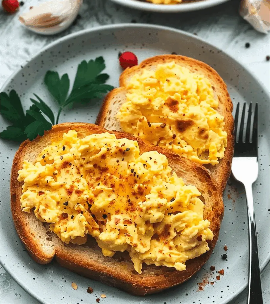 Scrambled Eggs with Garlic Toast