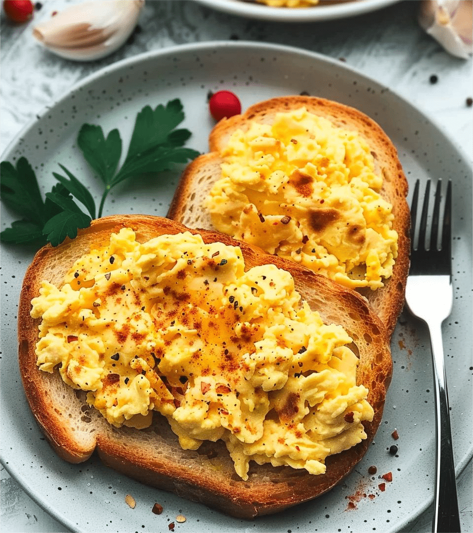 Scrambled Eggs with Garlic Toast