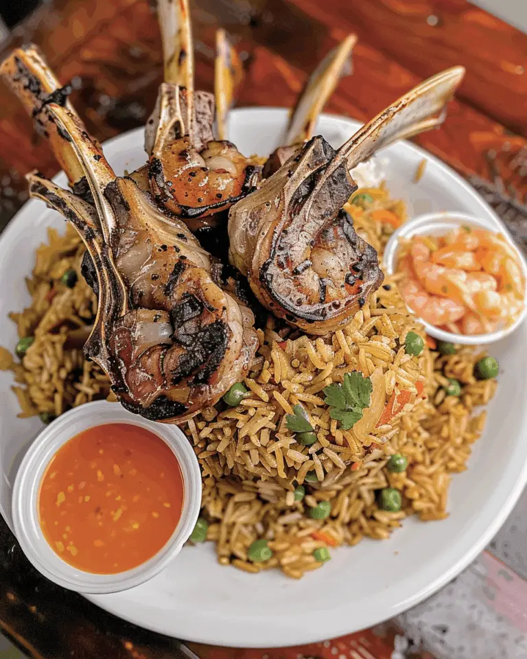 Shrimp Fried Rice With Lamb Chops & Spicy Yum Yum Sauce