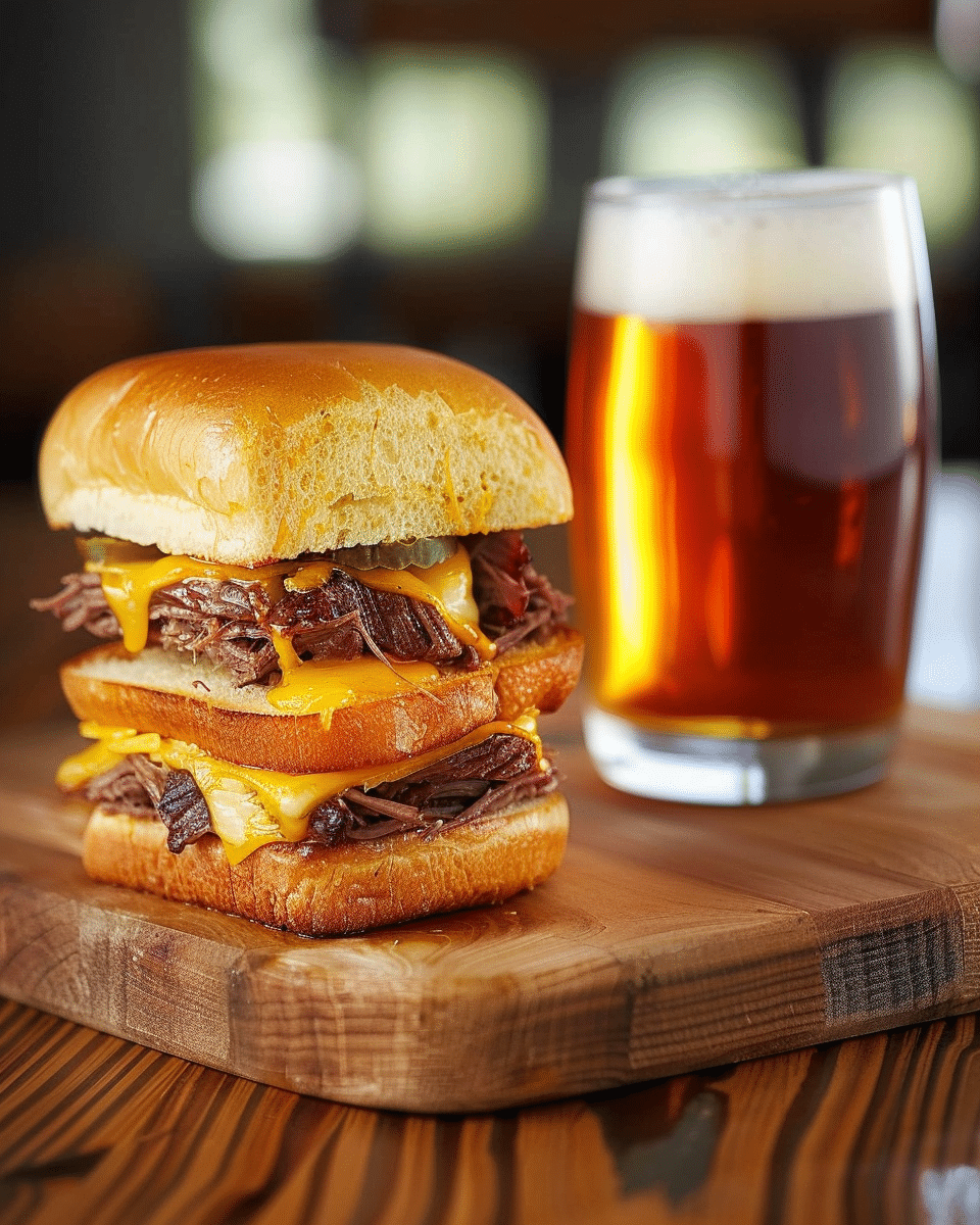 Slow Cooker Beef & Cheddar Sandwiches