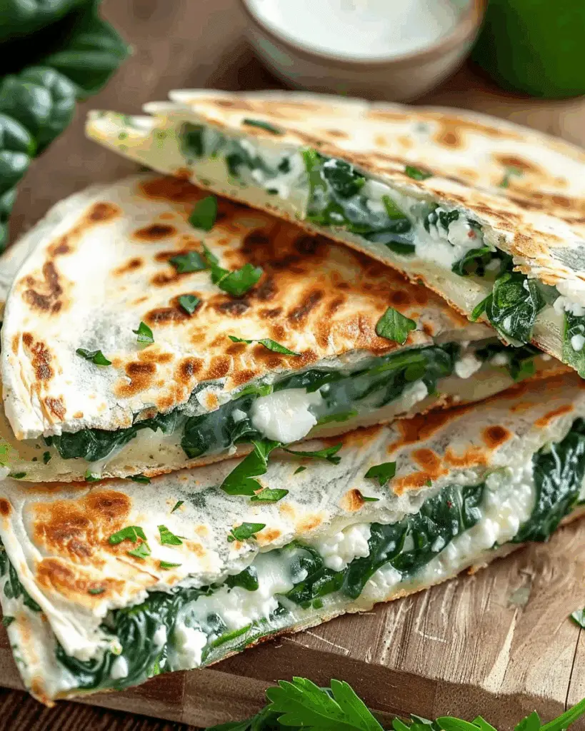 Spinach and Feta Quesadillas with Crispy Tortillas