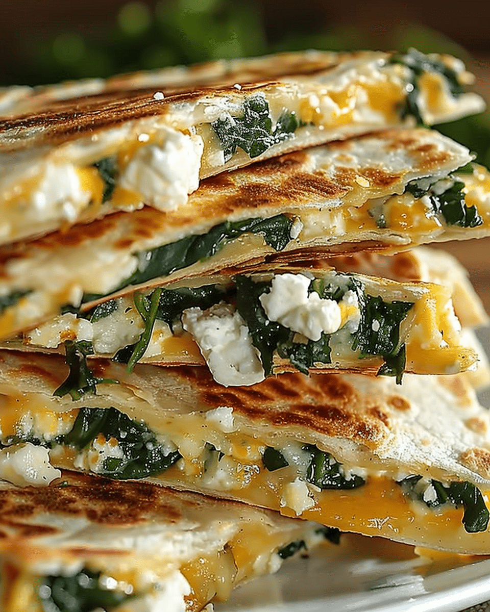 Spinach and Feta Quesadillas with Crispy Tortillas