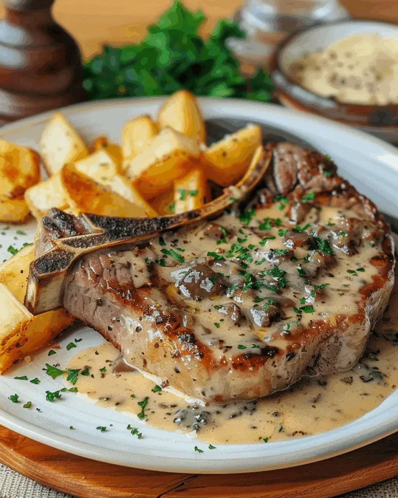 Steak with Garlic Cream Sauce