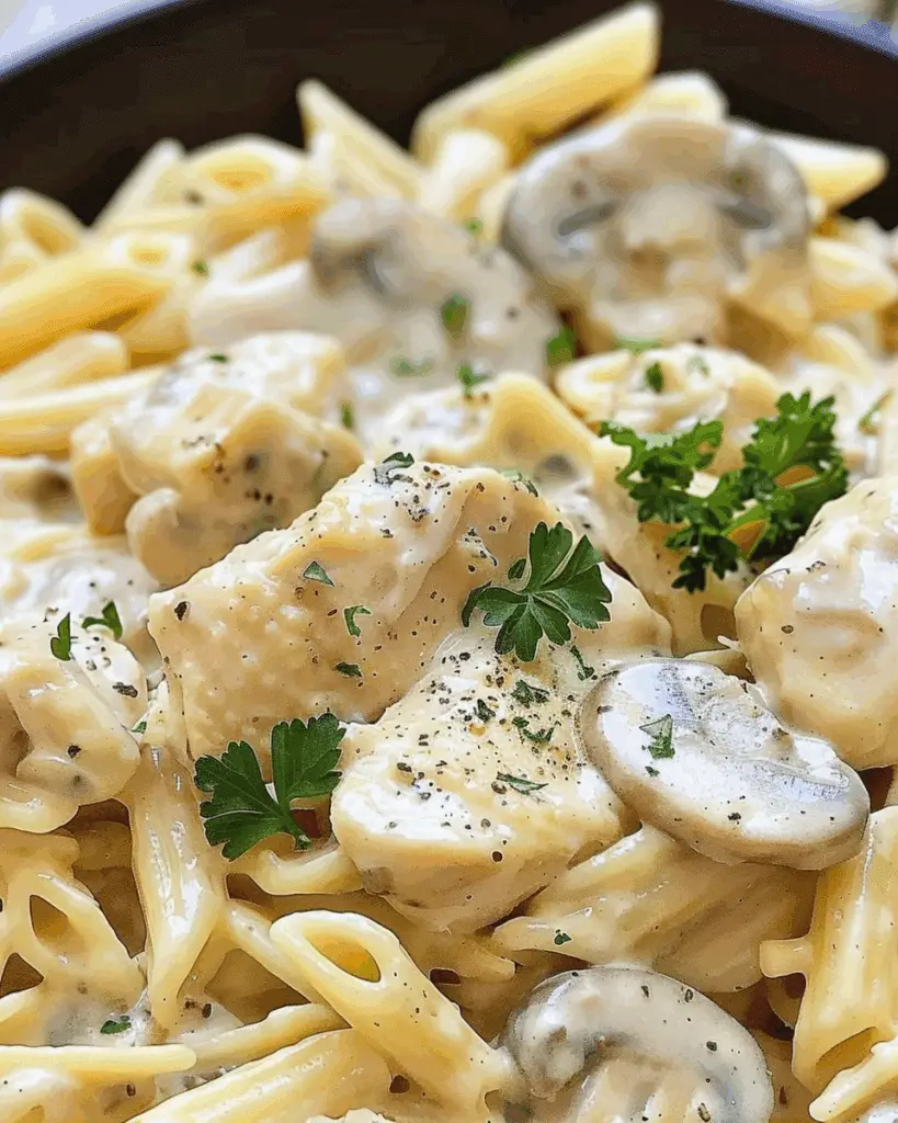 Tender Chicken & Mushrooms in a Creamy Pasta Sauce