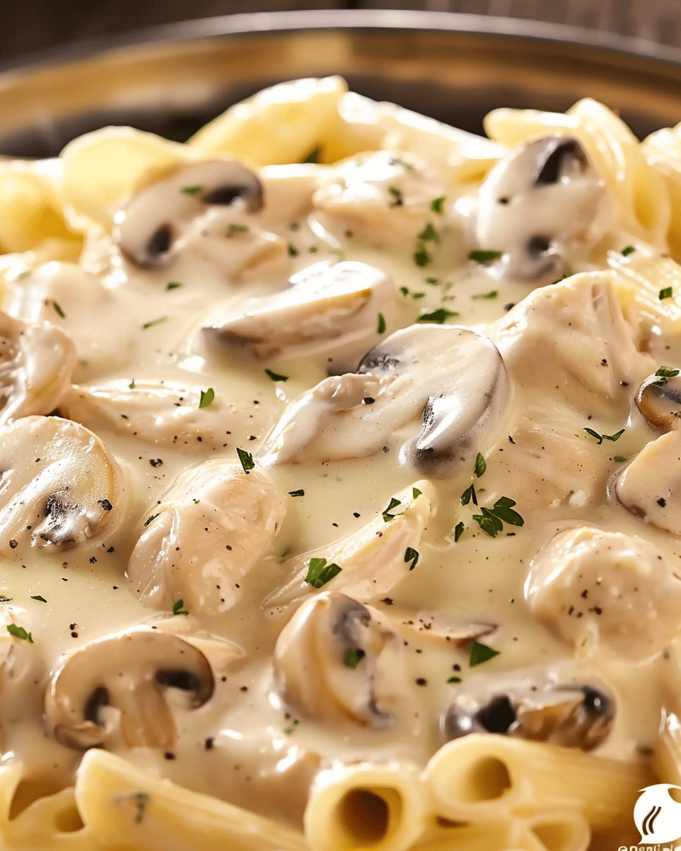 Tender Chicken & Mushrooms in a Creamy Pasta Sauce