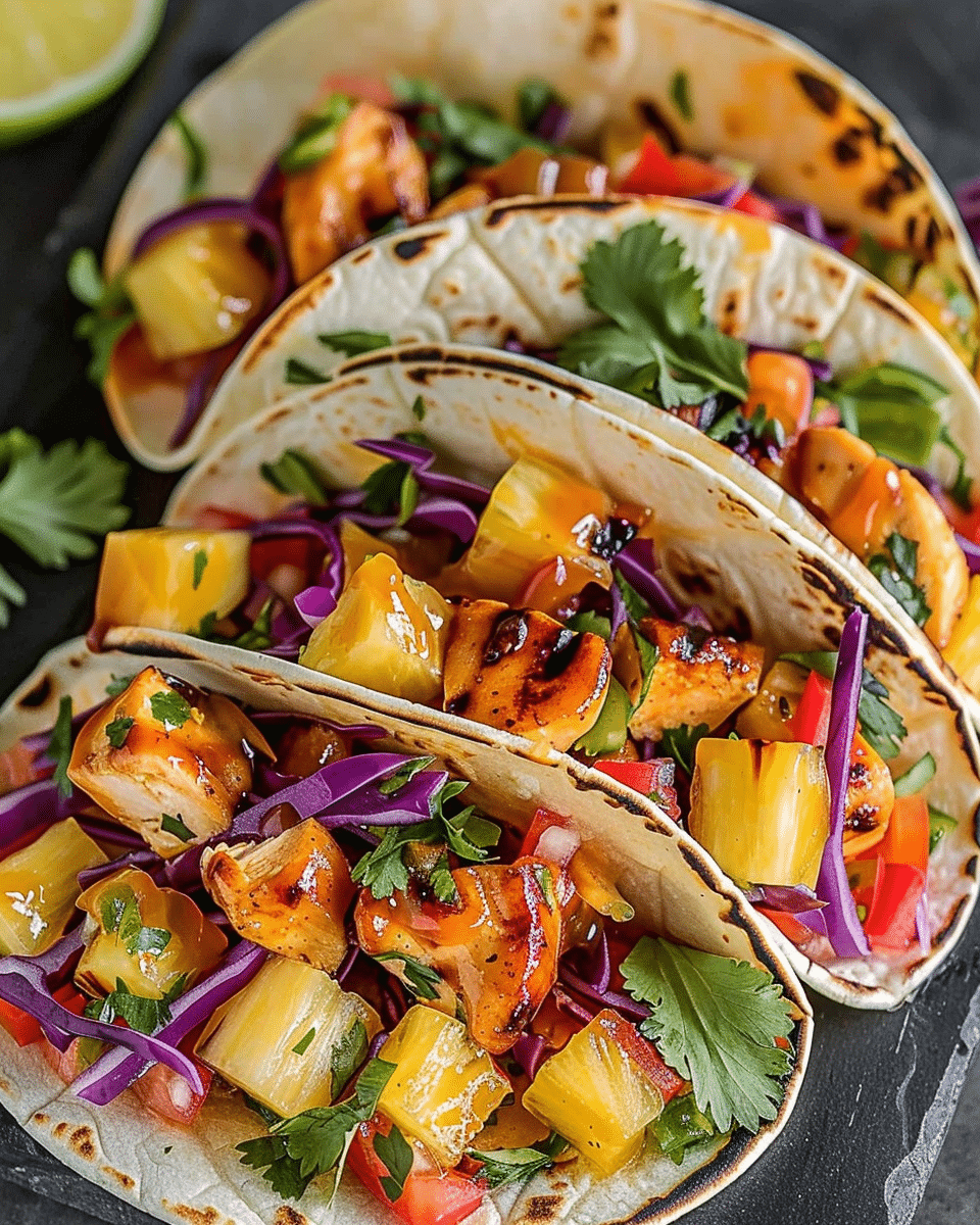 Teriyaki Chicken Tacos with Pineapple