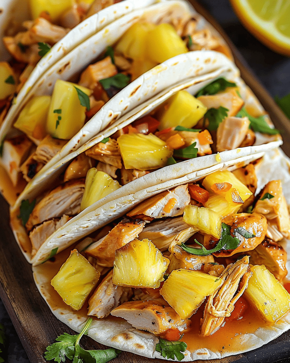Teriyaki Chicken Tacos with Pineapple