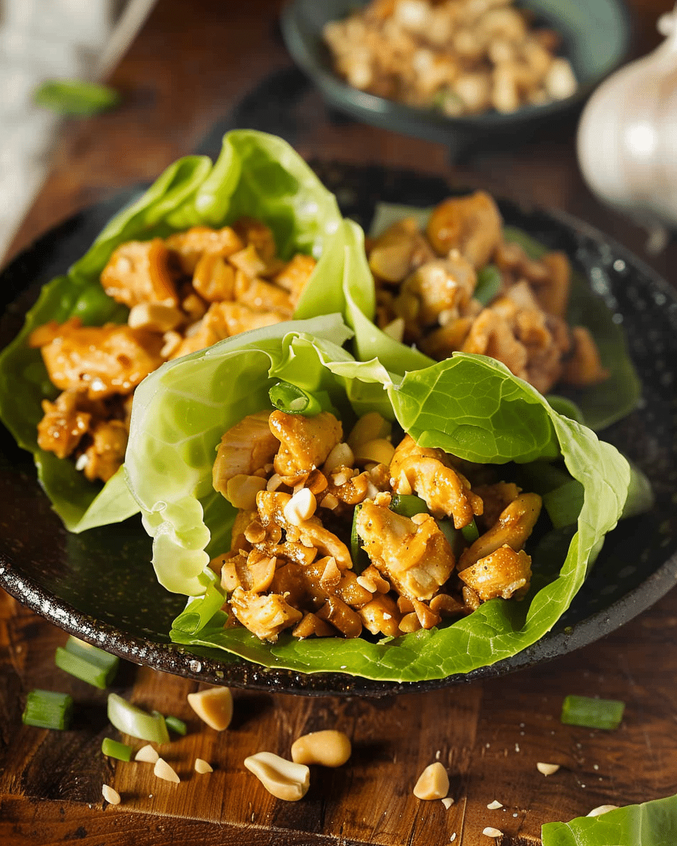 Thai Peanut Chicken Lettuce Wraps