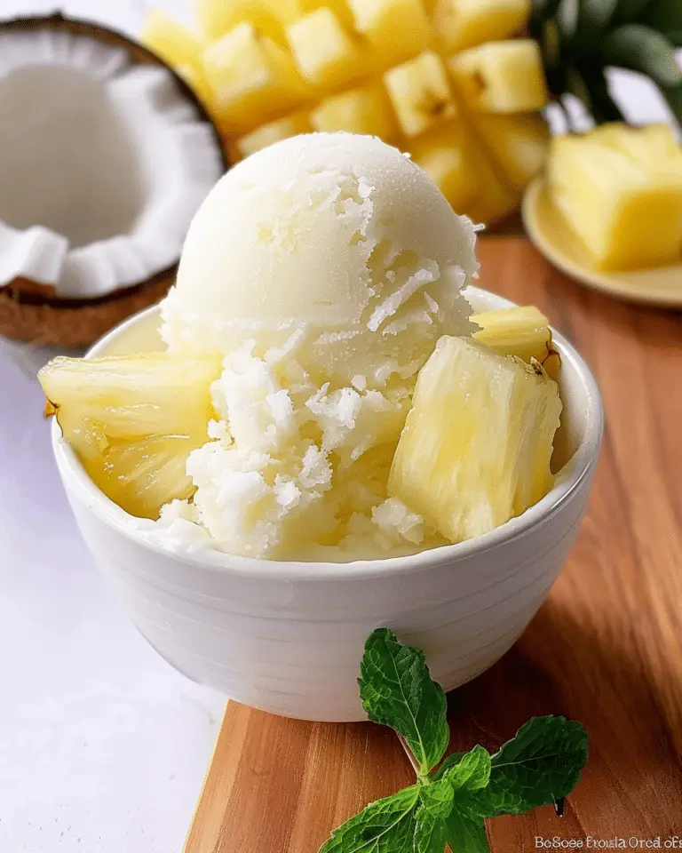 2 Ingredient Pineapple Coconut Sorbet