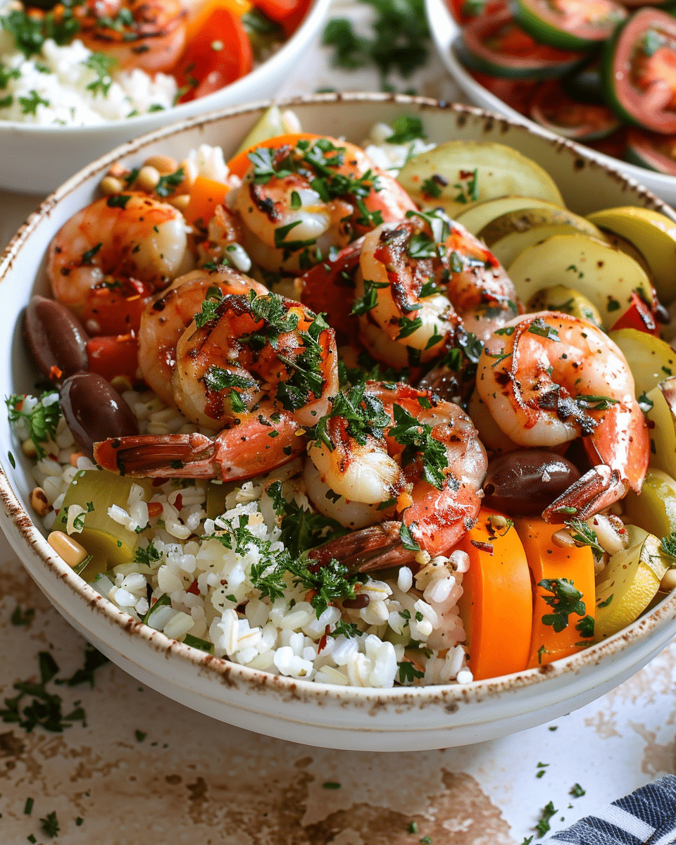 30 Minute Greek Shrimp Grain Bowls