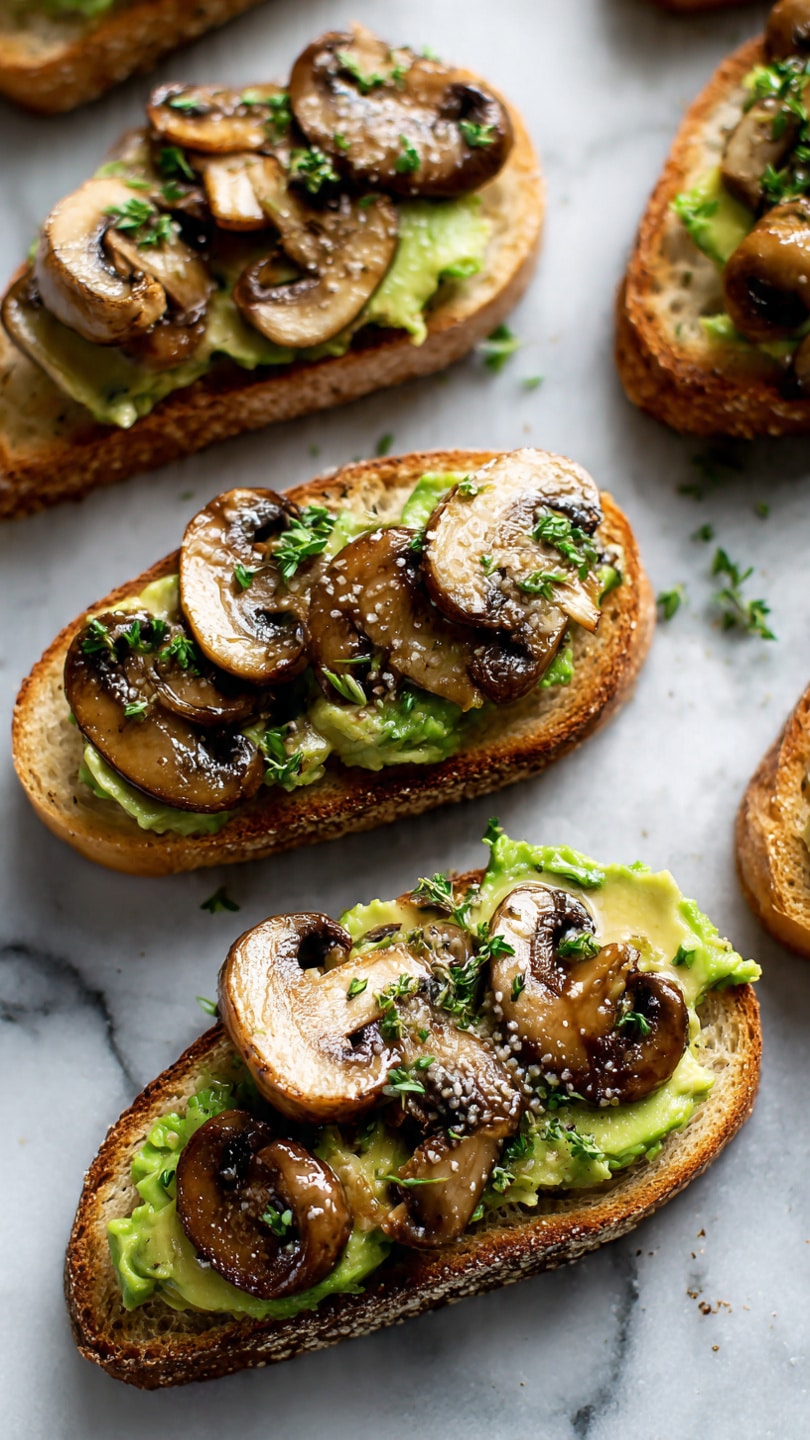 Avocado Garlicky Mushroom Toast with Sourdough
