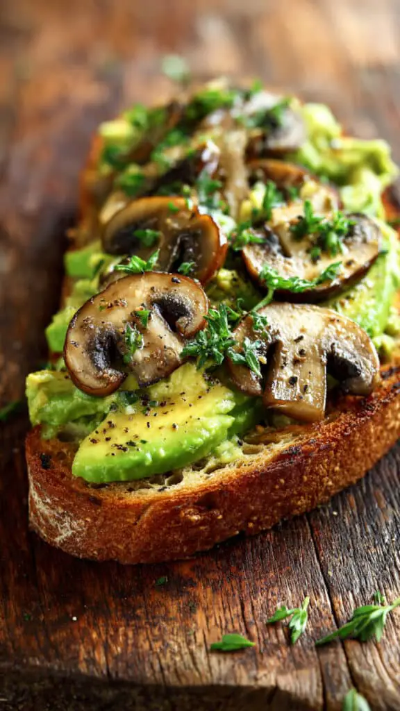 Avocado Garlicky Mushroom Toast with Sourdough