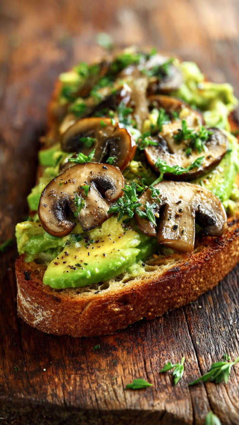 Avocado Garlicky Mushroom Toast with Sourdough