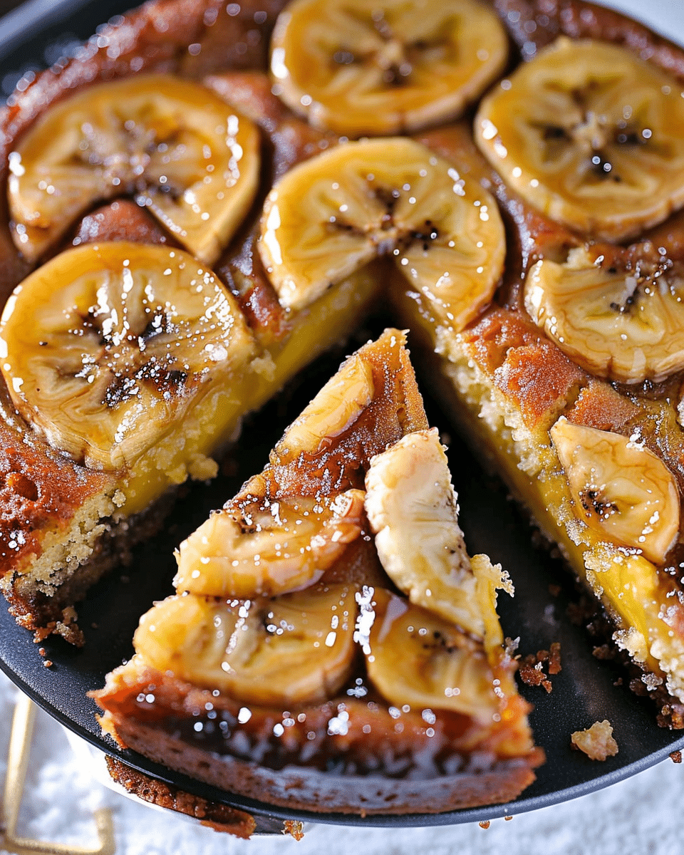 Banana Upside Down Cake (No Eggs, No Dairy)