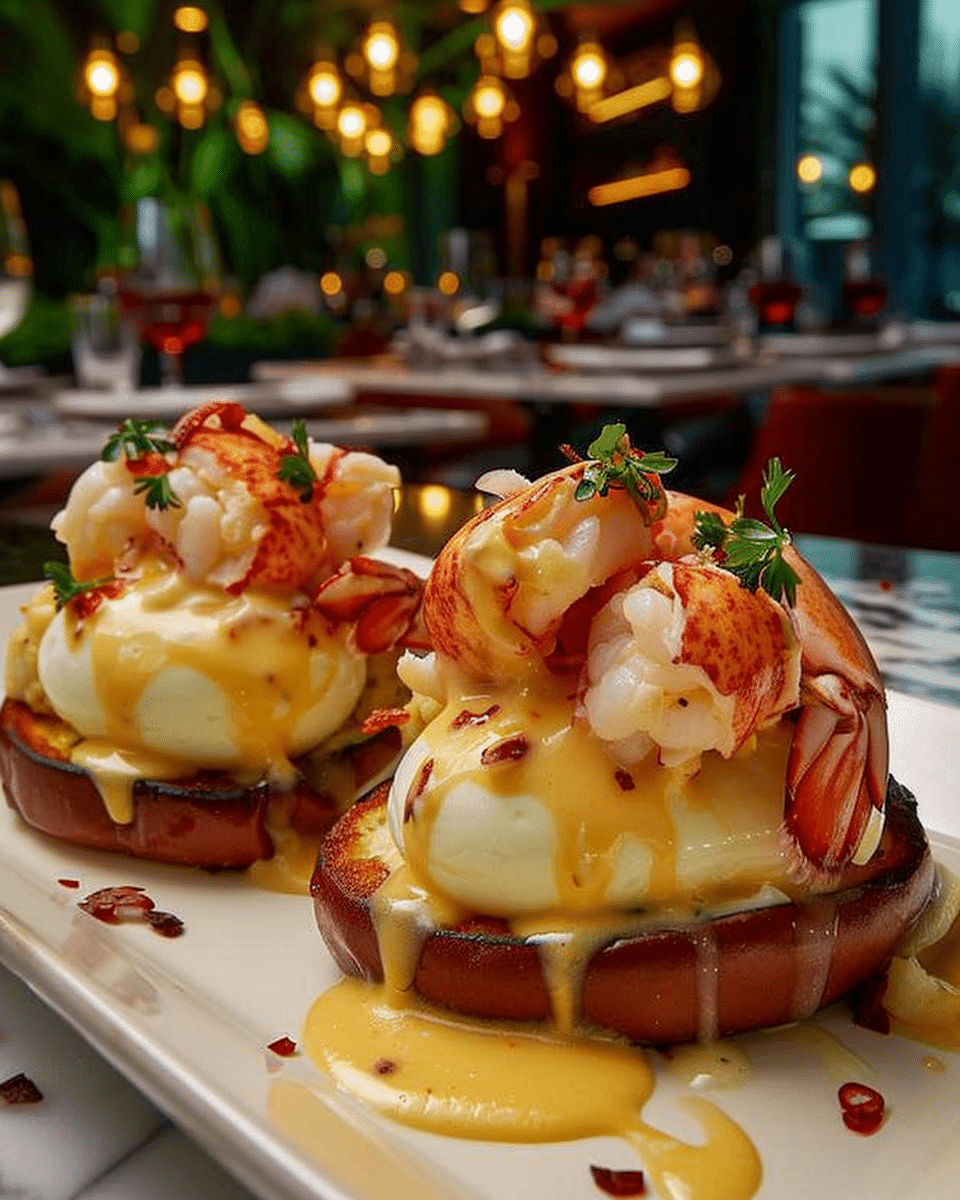 Bay Lobster Eggs Benedict with Cajun Hollandaise