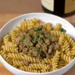 Beef and Rotini in Garlic Parmesan Sauce