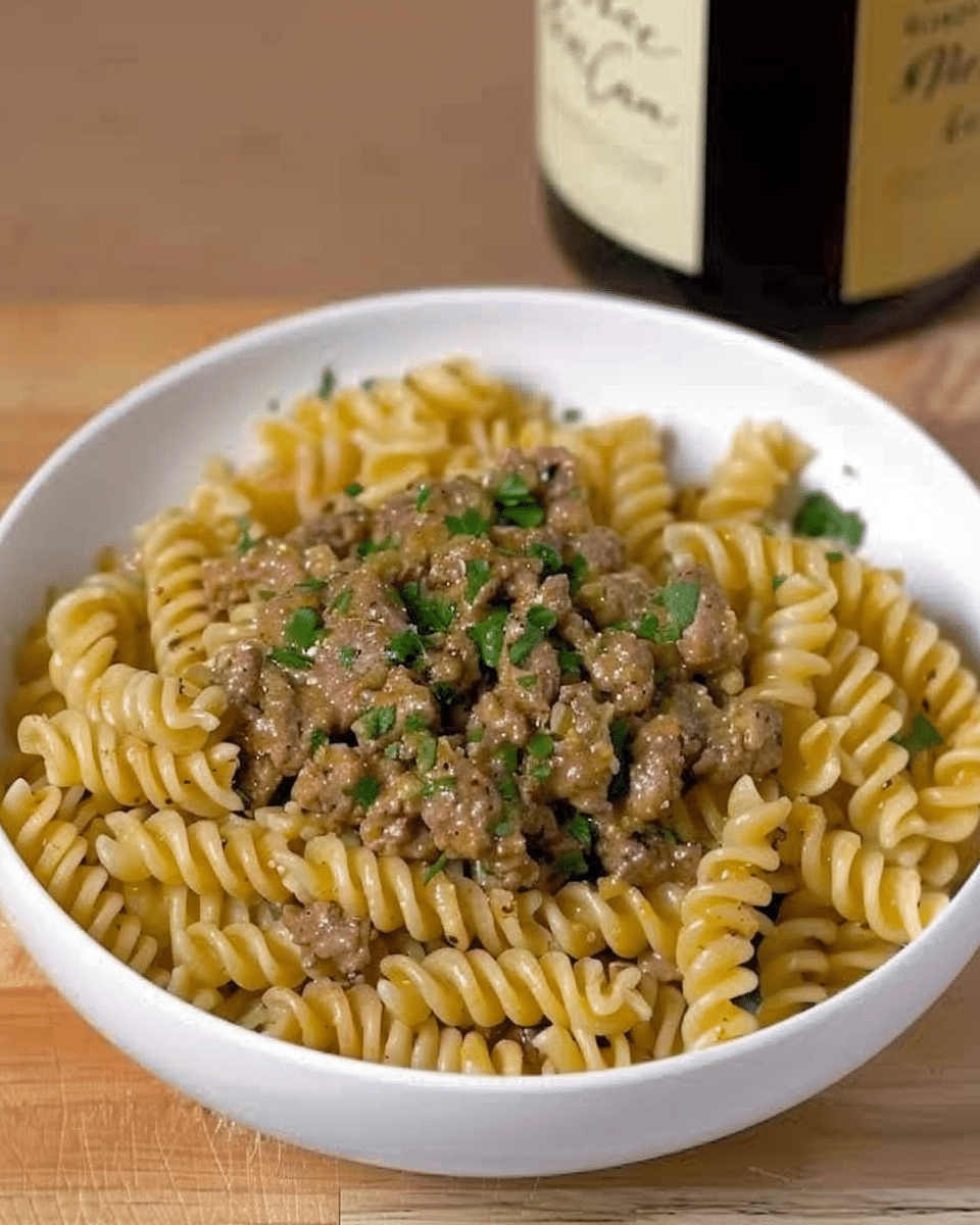 Beef and Rotini in Garlic Parmesan Sauce
