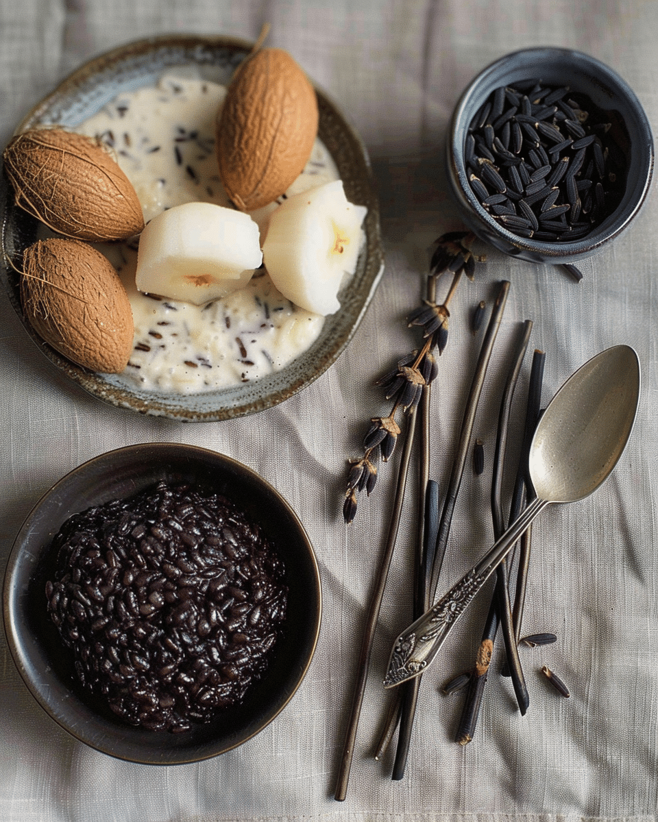 Black Sticky Rice Pudding with Coconut Milk