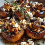 Caramelized Garlic Mushrooms with Feta, Walnuts & Hot Honey Drizzle