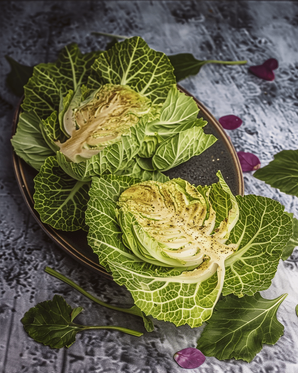 Charred Cabbage With Creamy Spicy Garlic Sauce