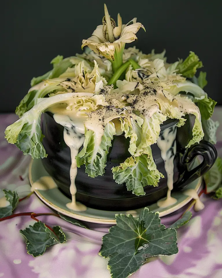 Charred Cabbage With Creamy Spicy Garlic Sauce