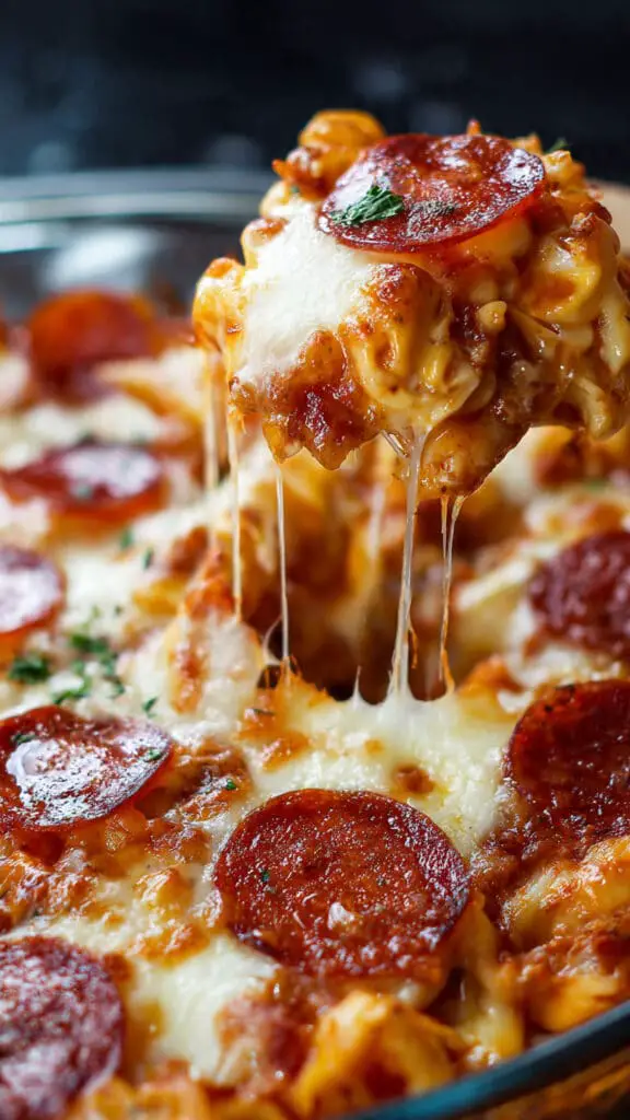 Cheese Tortellini Pepperoni Pizza Casserole