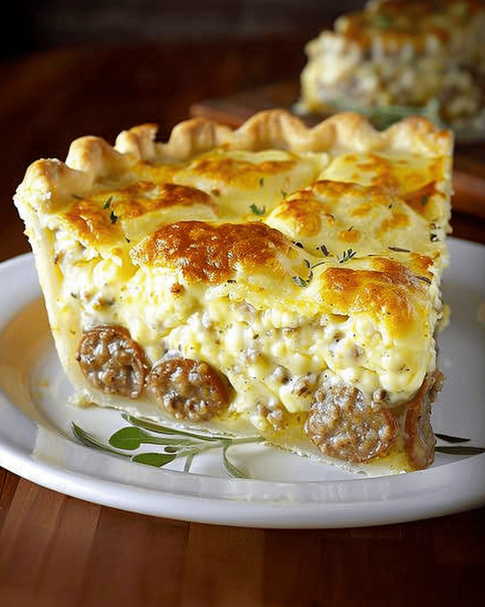 Cheesy Ravioli and Sausage Pie