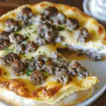 Cheesy Ravioli and Sausage Pie