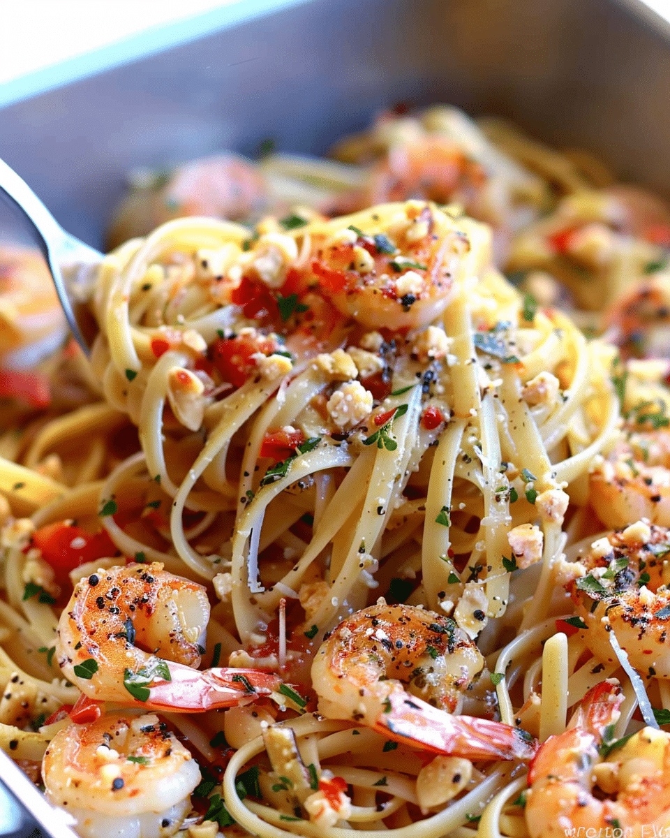 Copycat Cheesecake Factory Shrimp Scampi Linguine