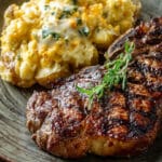 Cowboy Ribeye and Loaded Potato Plate