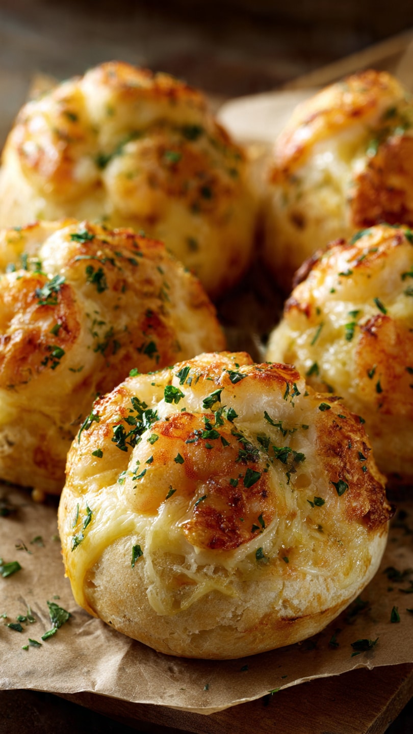 Crabby Shrimp Garlic Bread Bombs With Melty Cheese