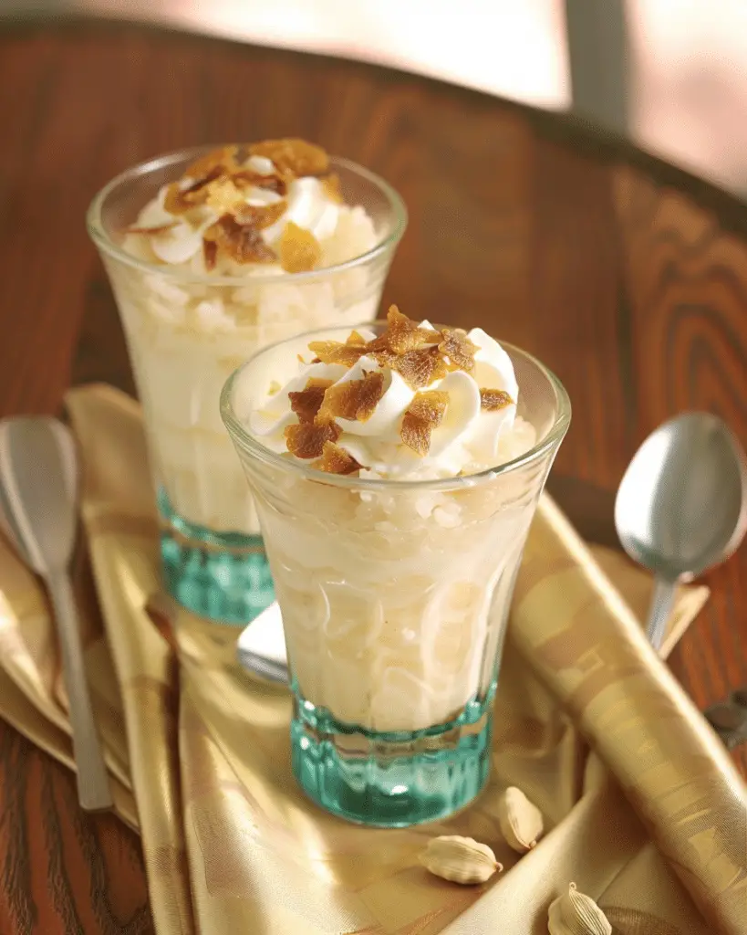 Creamy Rice Pudding Infused with Orange Blossom Water & Cardamom