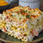 Creamy Layered Seafood Lasagna with Shrimp and Crab