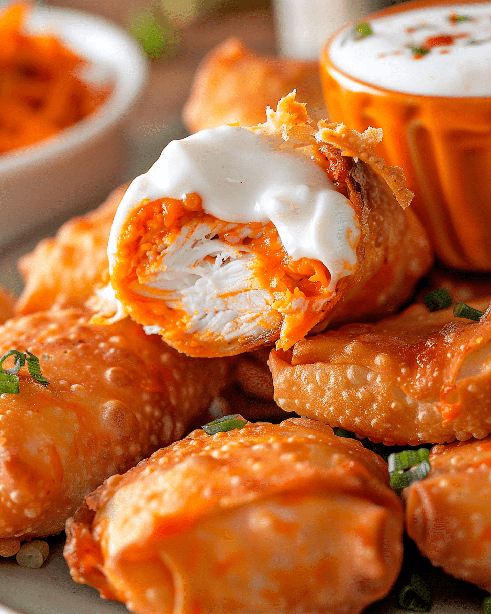 Crispy Buffalo Chicken Quesadilla Egg Rolls