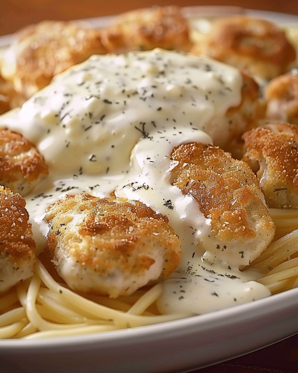 Easy Chicken Pillows with Creamy Parmesan Sauce