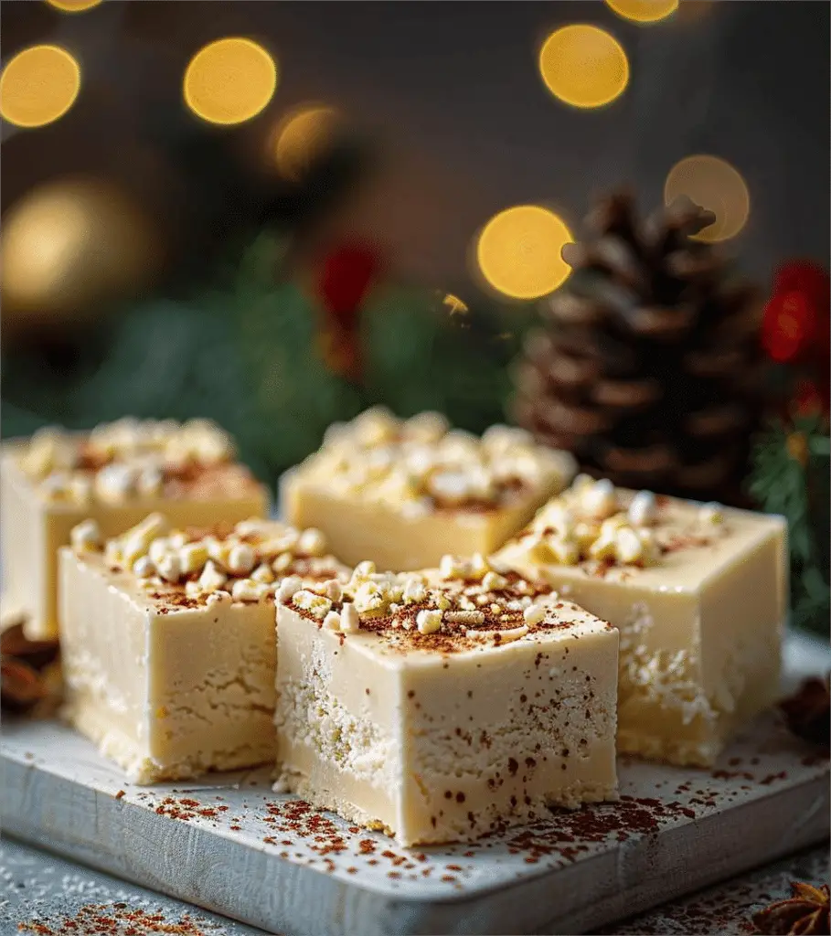 Easy Christmas Eggnog Fudge