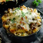 French Onion Beef and Pasta Casserole