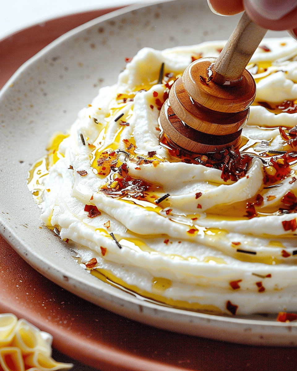 Garlic Herb Cheese Dip with Honey and Chili Crisp