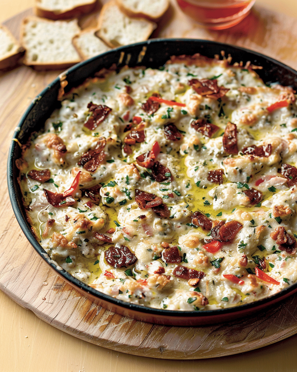 Garlic Herb Cheese Dip with Honey and Chili Crisp