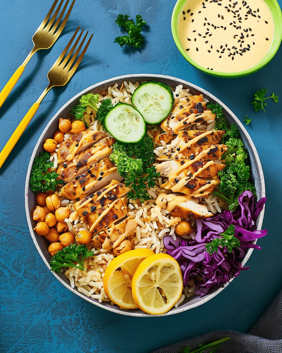 Garlicky Sumac Chicken and Chickpea Bowls